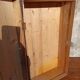 Antique wooden suitcase with lock and key