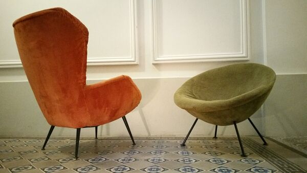 Fauteuil Wing chair Bergere easy chair années 50