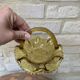 Small amber yellow glass pocket basket Portieux France