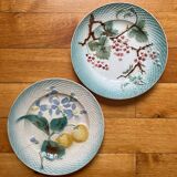 2 antique dessert plates in fruit slip Saint Amand and Hamage
