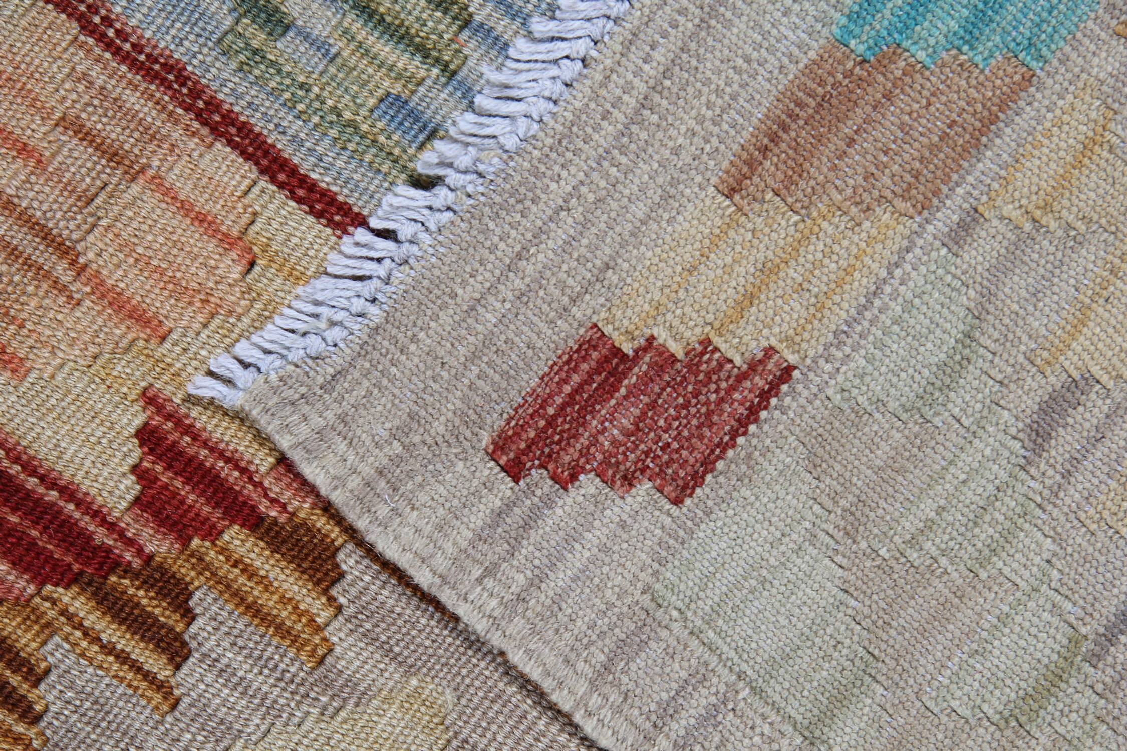 Handmade Kilim Rug, Wool Geometric Flatweave Carpet 297x193cm