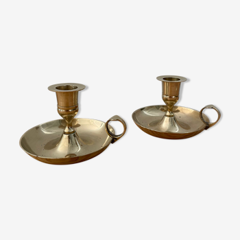 Lot de 2 bougeoirs laiton type rat de cave