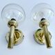 Pair Vintage Scandinavian Glass Wall Lights
