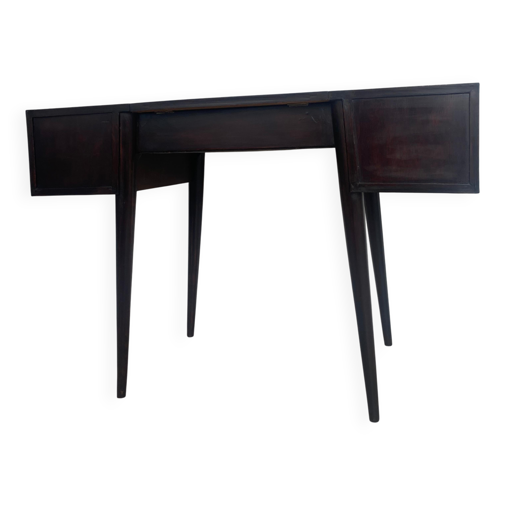 Vintage 1950s Italian Vanity/Desk with Mirror, in Solid Wood, Gio Ponti Style