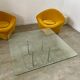 Old Italian design architectural coffee table from the 70s vintage glass and metal
