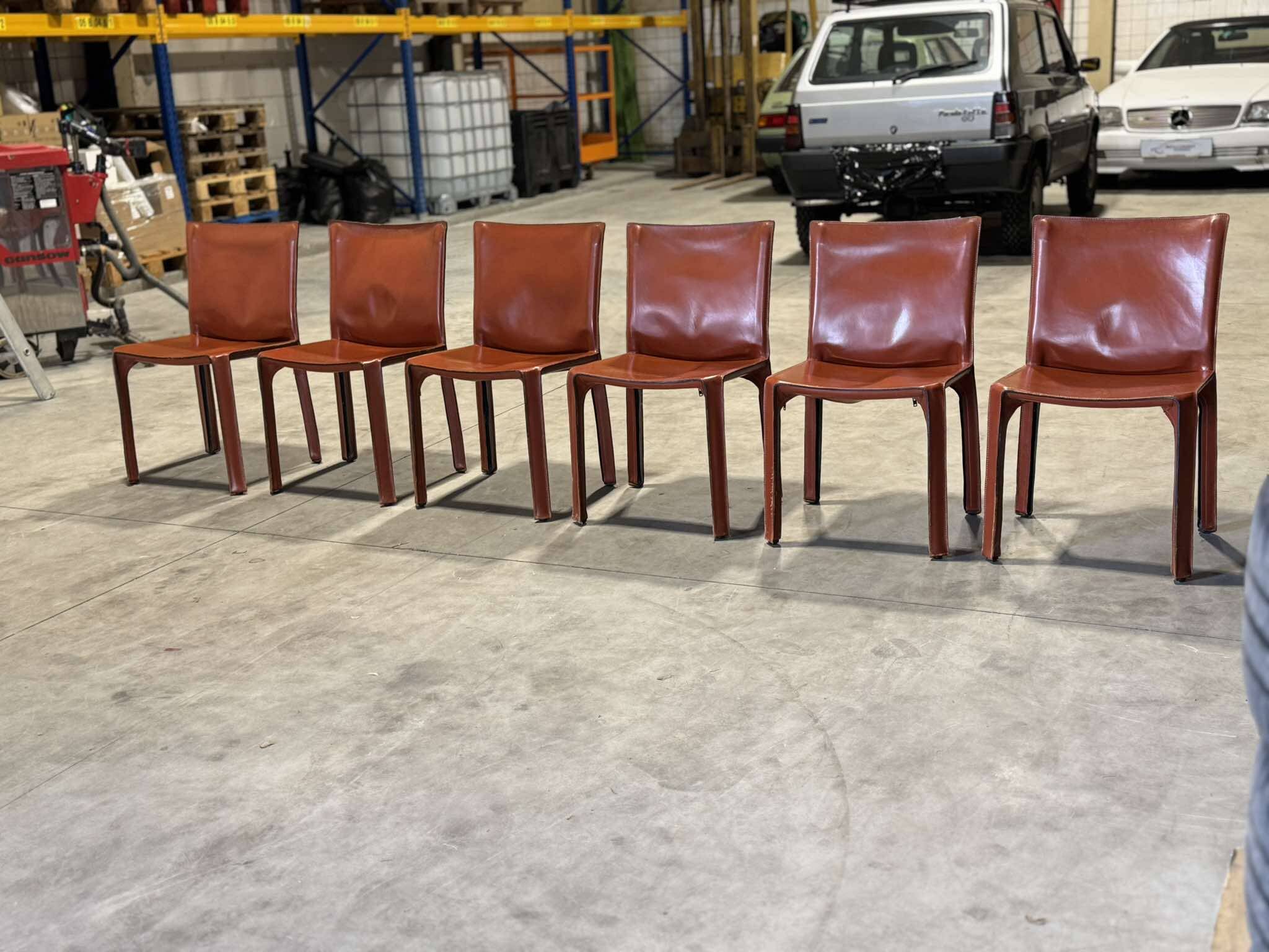 Cassina 6x Cab 412 burgundy by Mario Bellini NP : 9000€