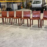 Cassina 6x Cab 412 burgundy by Mario Bellini NP : 9000€