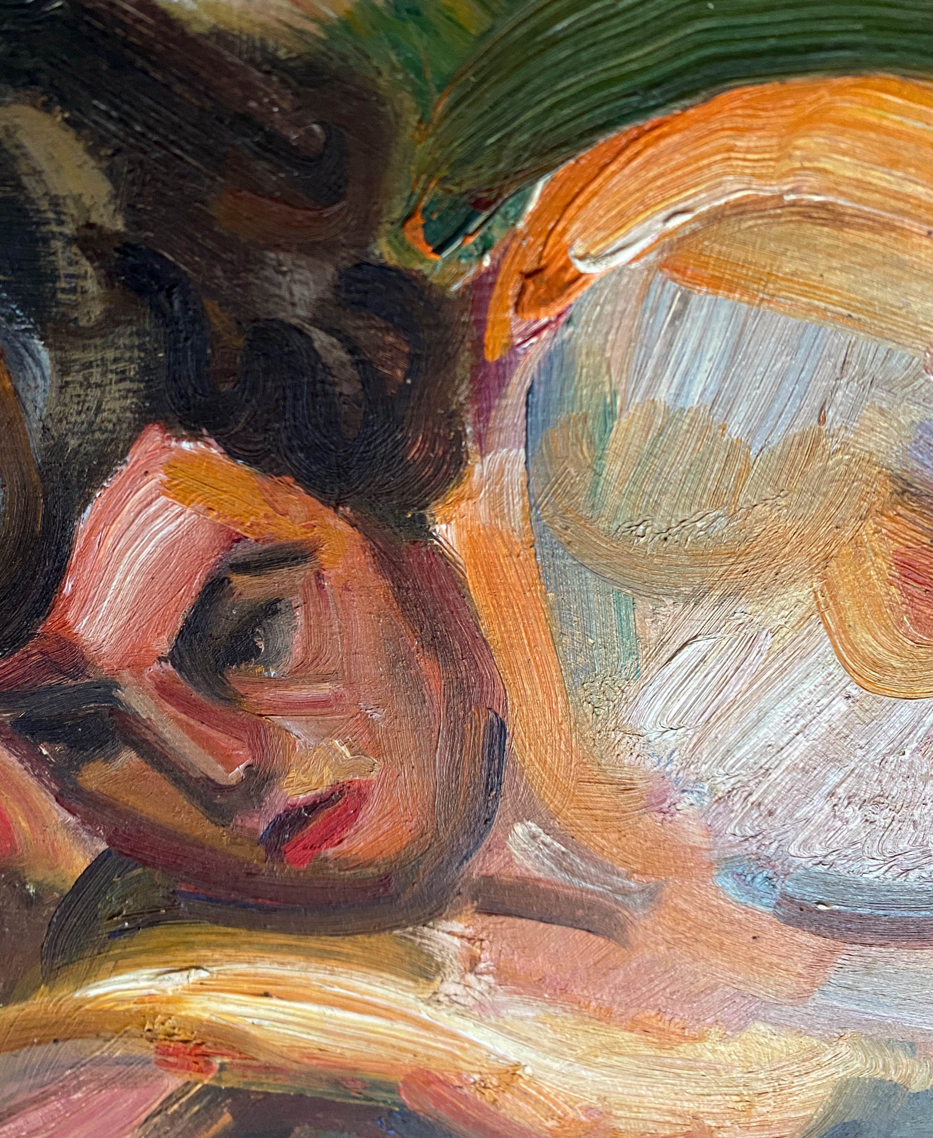 Tableau hsp "la songeuse" nue d'andré claudot (1892-1982) avec cadre