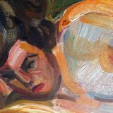 Tableau hsp "la songeuse" nue d'andré claudot (1892-1982) avec cadre