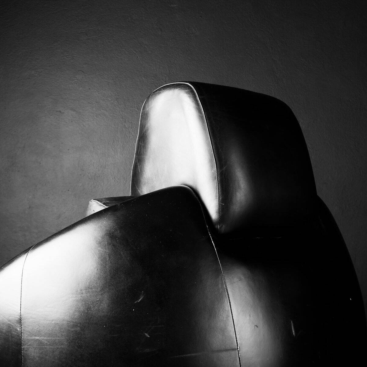 Brutalist black armchair by Boris Krstulović, Yugoslavia, Croatia, 1970s.