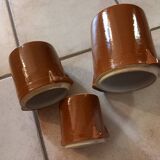 Set of 3 glazed stoneware pots/salters