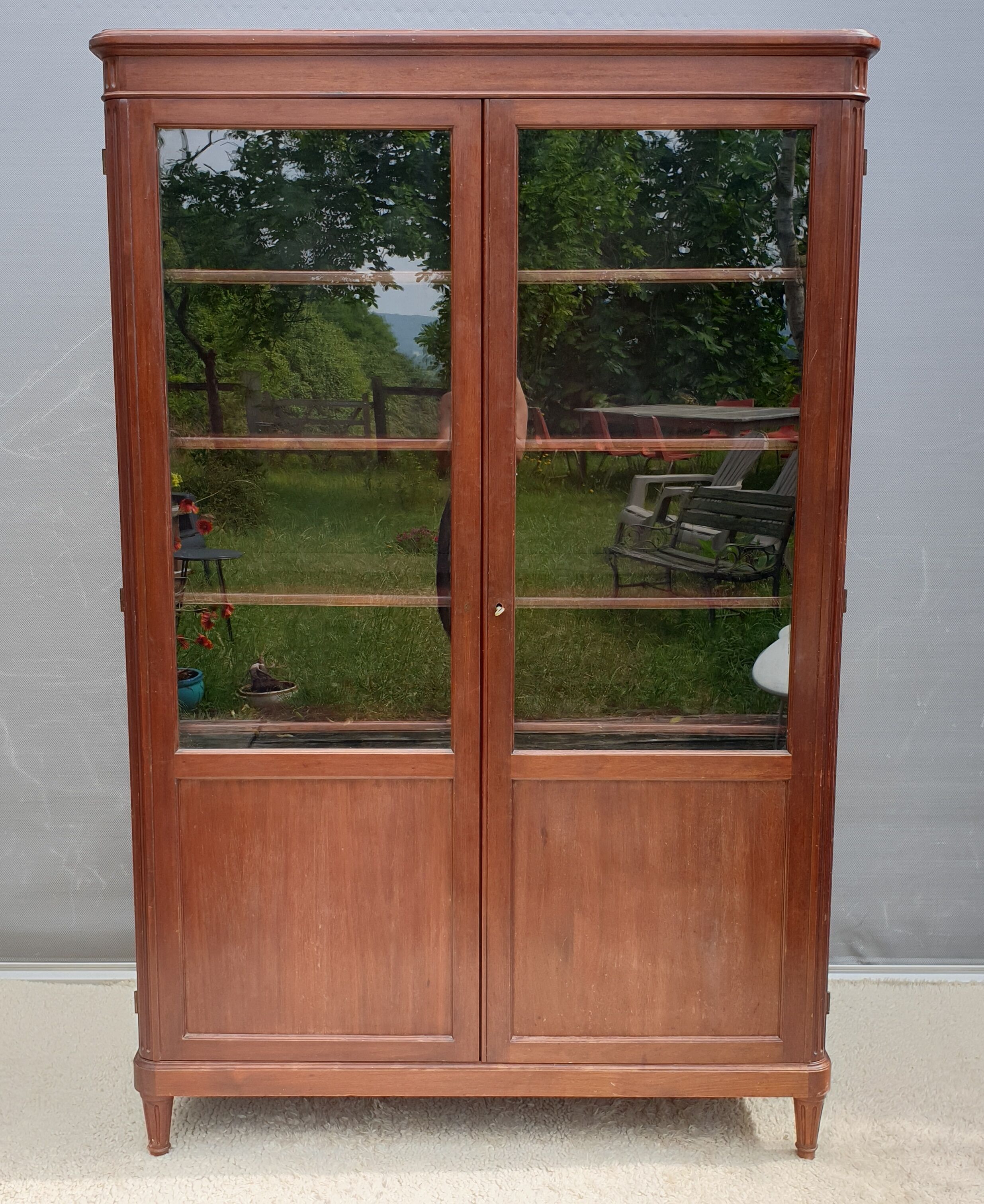 Mahogany library showcase Louis XVI style