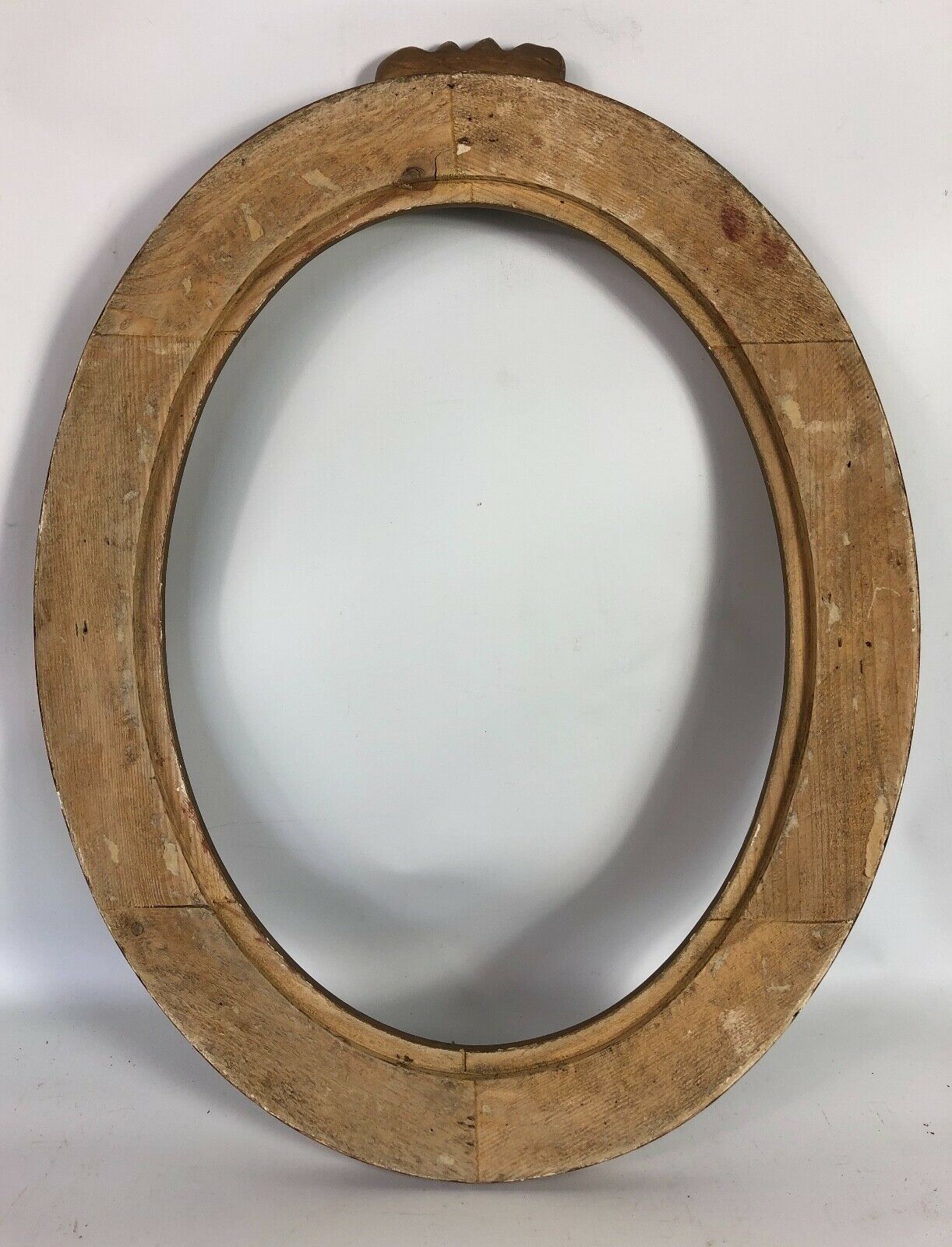 Old oval frame patinated wood & gilded stucco 1930, 52x40cm