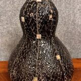 Important orientalist vase in textured black ceramic, with mother-of-pearl inlays circa 1930