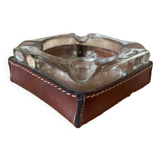 Empty pocket/ashtray in glass and leather