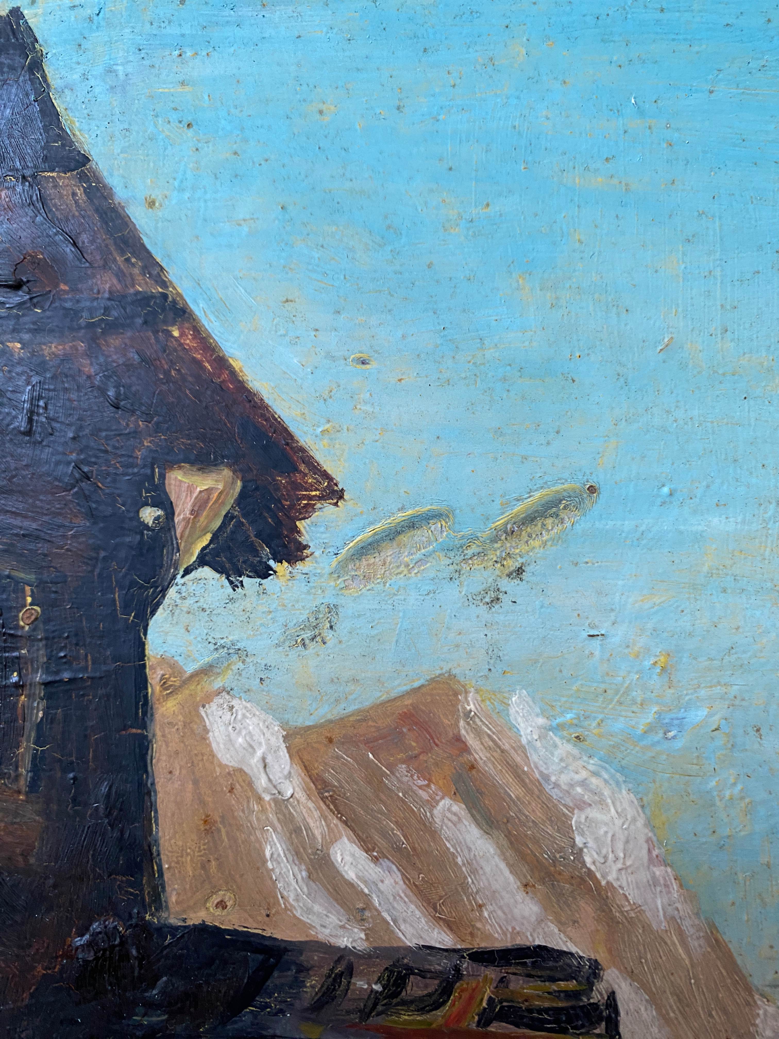 HSP Table "Mountain Chalet" Winter Landscape circa 1950