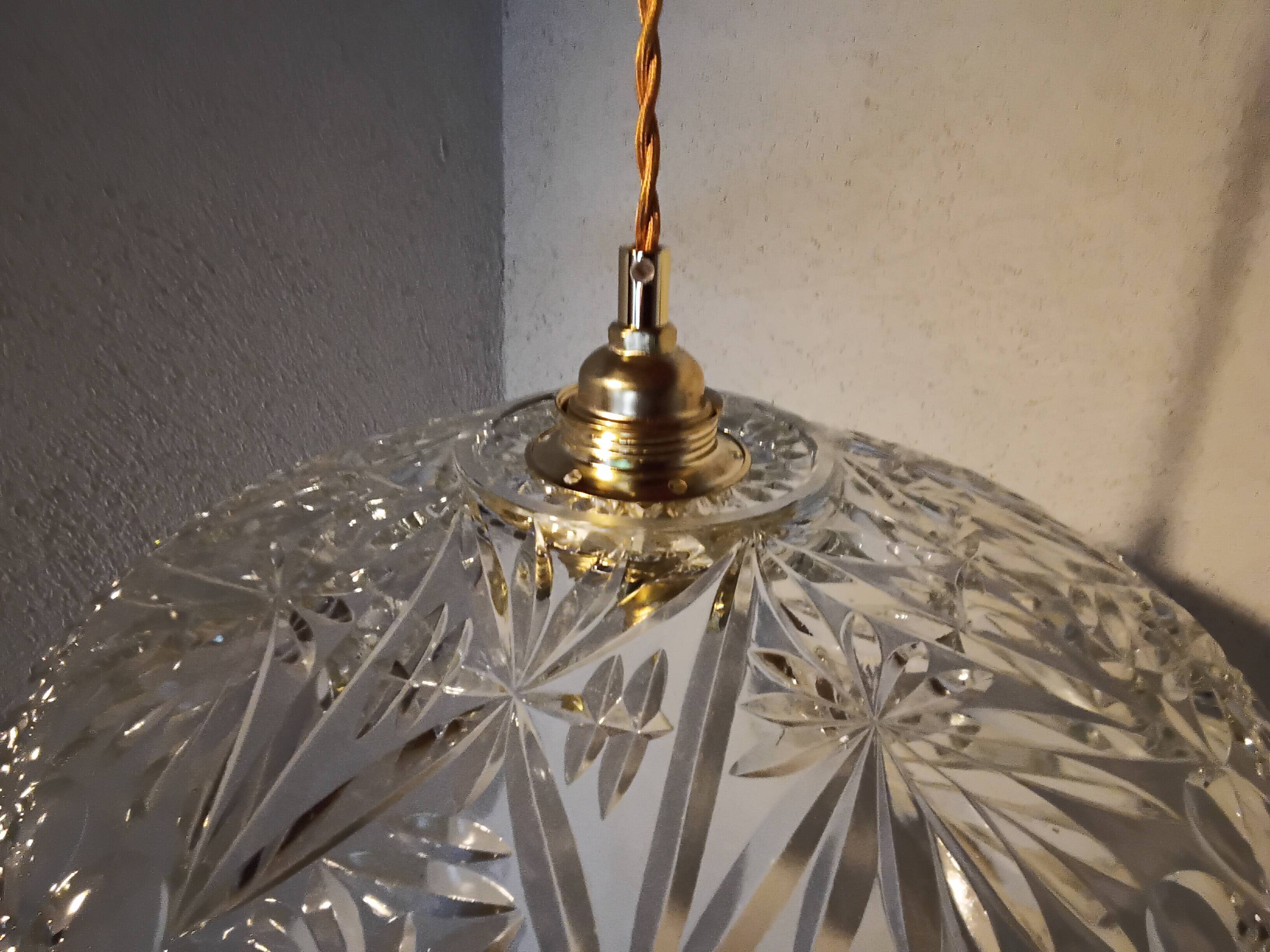 Vintage chiseled glass pendant light
