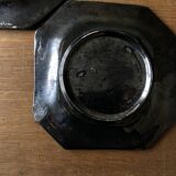 Set of 3 octagonal glazed earthenware plates with Biot pearls 1950