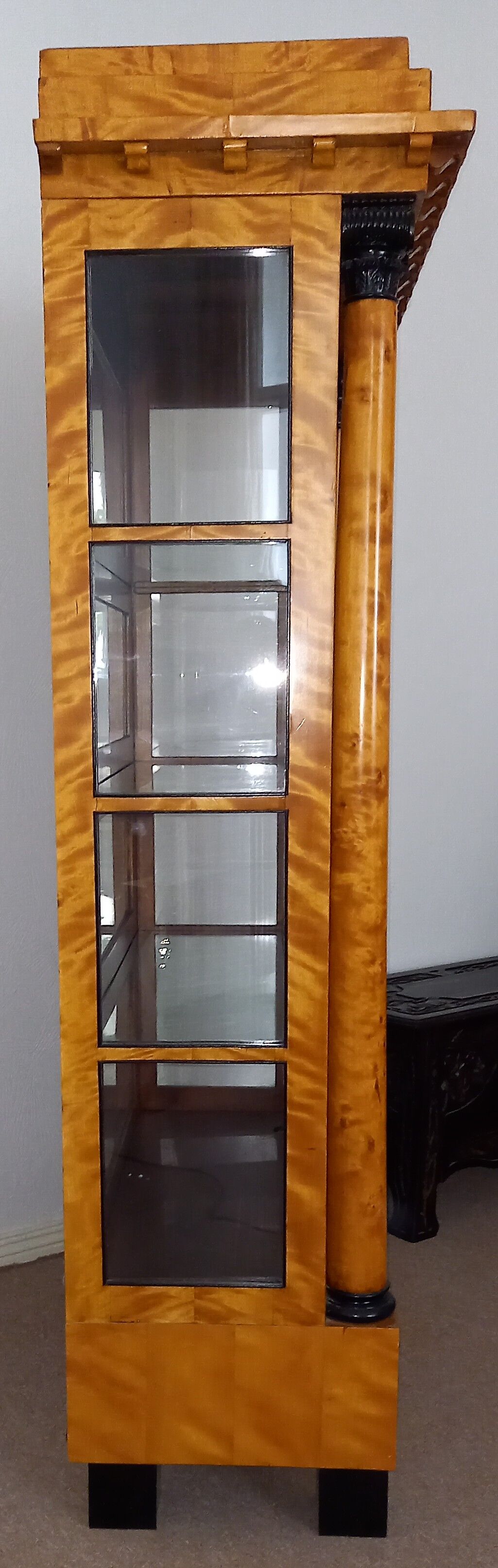Antique German Biedermeier Birch Display Cabinet