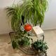 Florist shelf carries metal plants