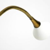 1980s brass halogen table lamp by Florian Schulz model Esa with gooseneck