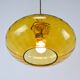 Mid-Century Brass and Amber Glass Pendant Lamp