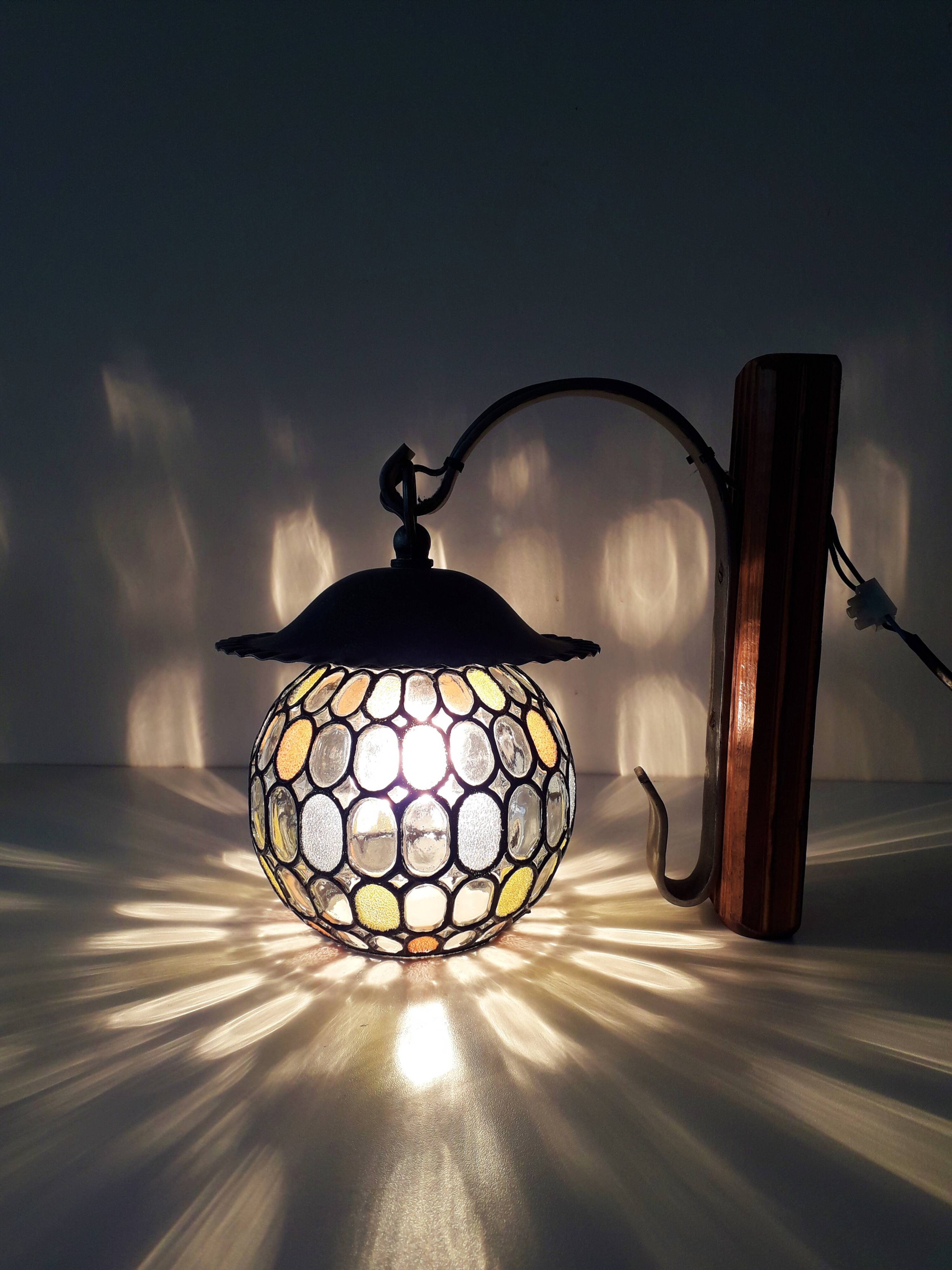 Retro wall light - Globe colored cloisonné glasses. - 1950-60