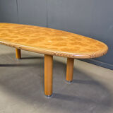 XXL dining table in burl and elm wood, 1980s