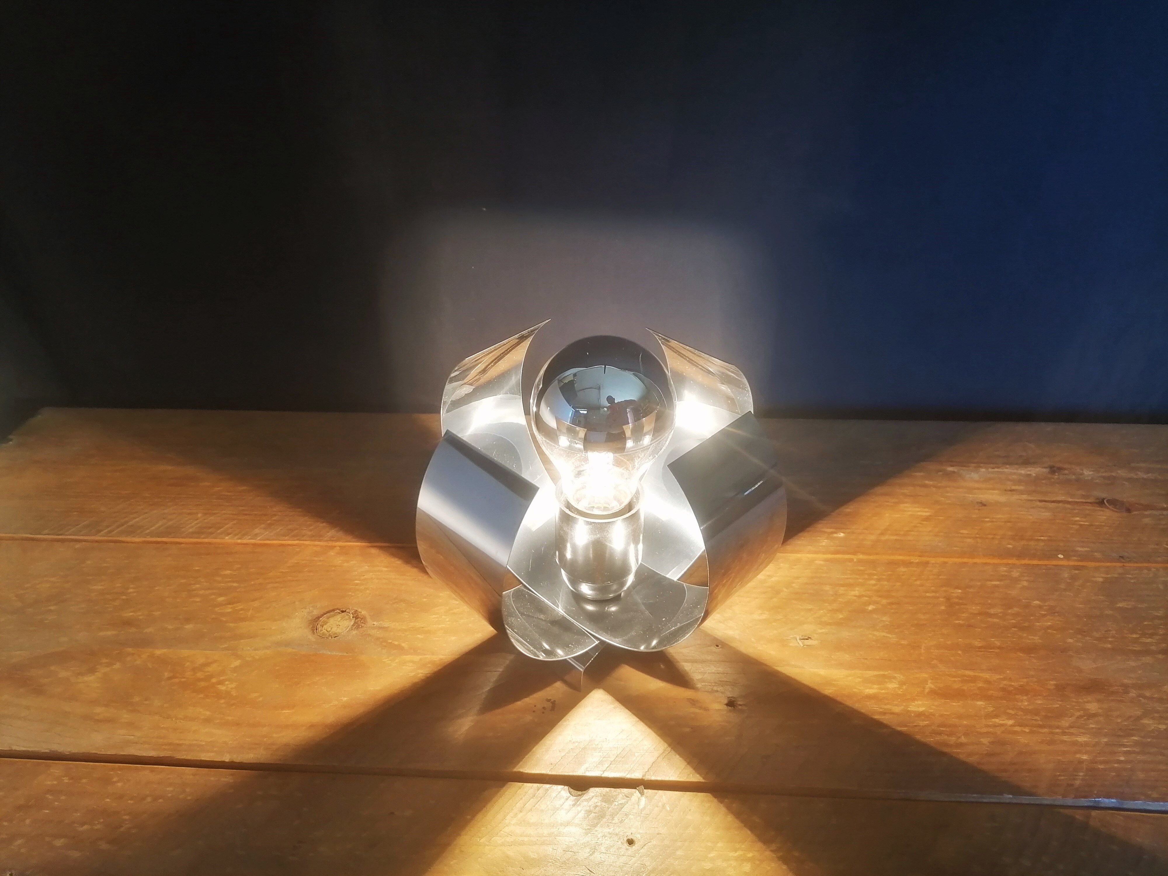 Space age wall applique metal flower 1970s