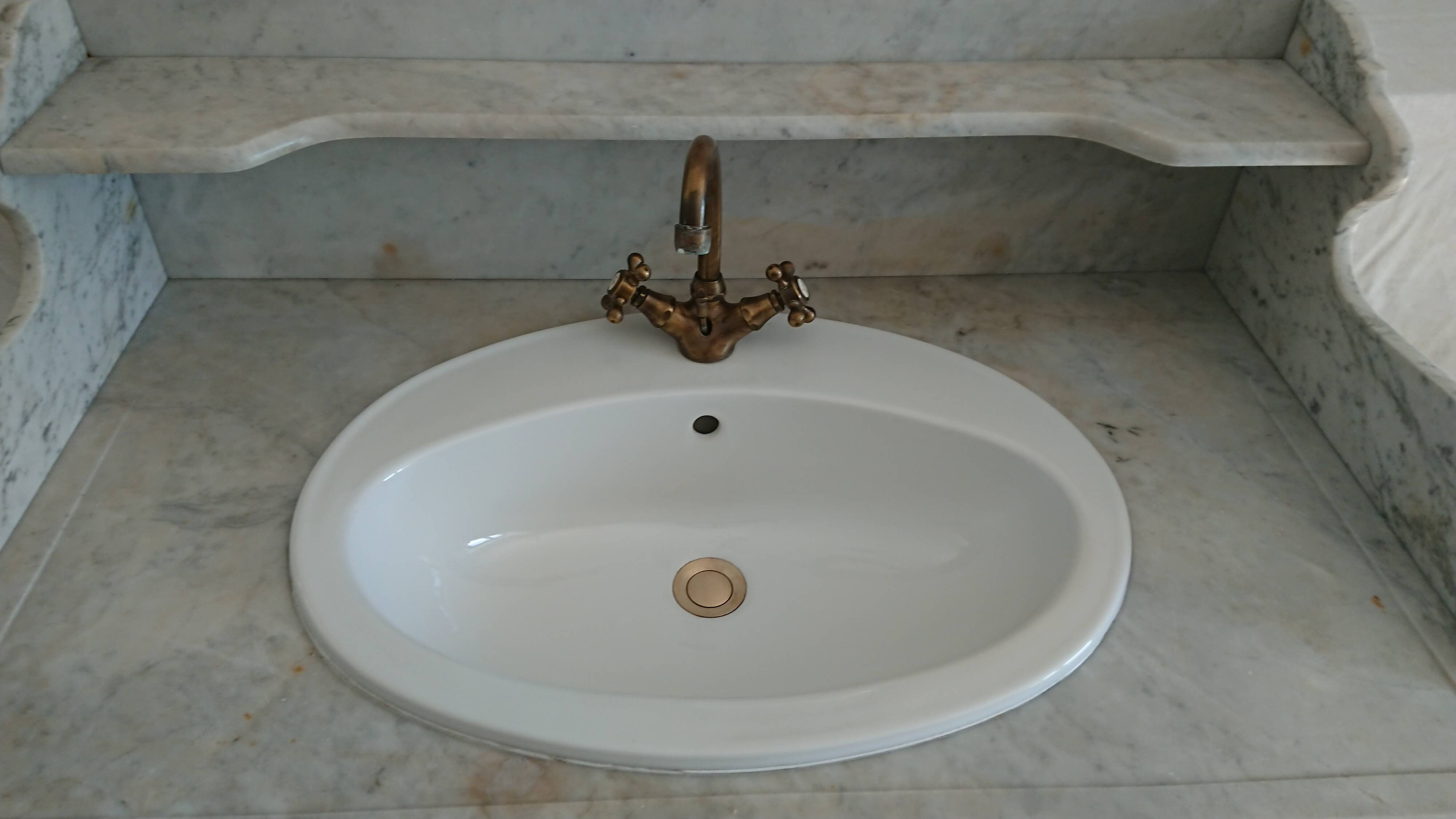 Toilet table on marble with cacker