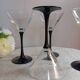 6 verres à pied noir brillant collection domino de Luminarc, vintage 1980