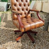 Chesterfield desk chair in antique leather