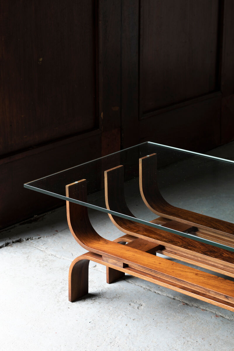 Coffee table with a steam-bent base by Ilse Möbel, 1960’s