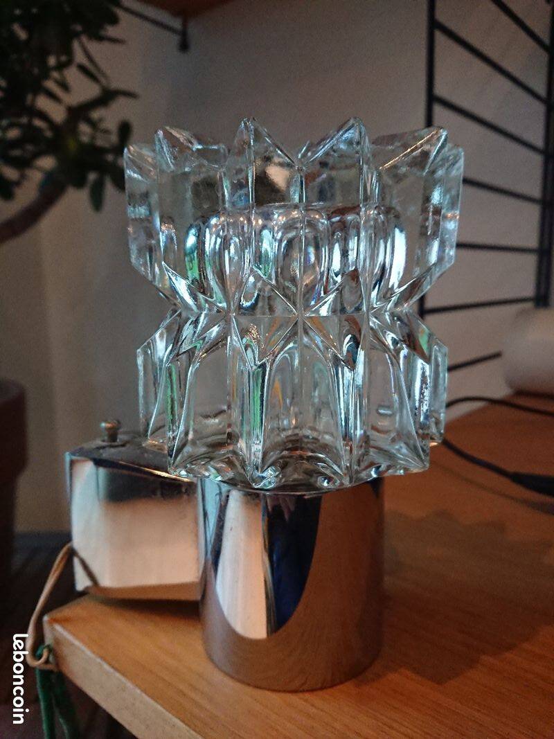 Chrome wall light and glass