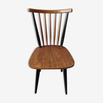 Chaise a barreaux scandinave vintage bois et noir
