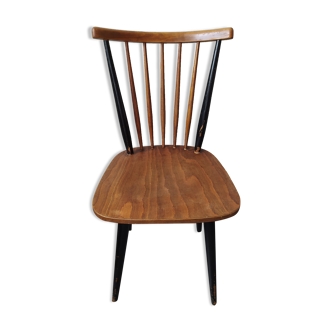 Chaise a barreaux scandinave vintage bois et noir