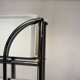 Vintage folding trolley in chromed metal and enamelled trays