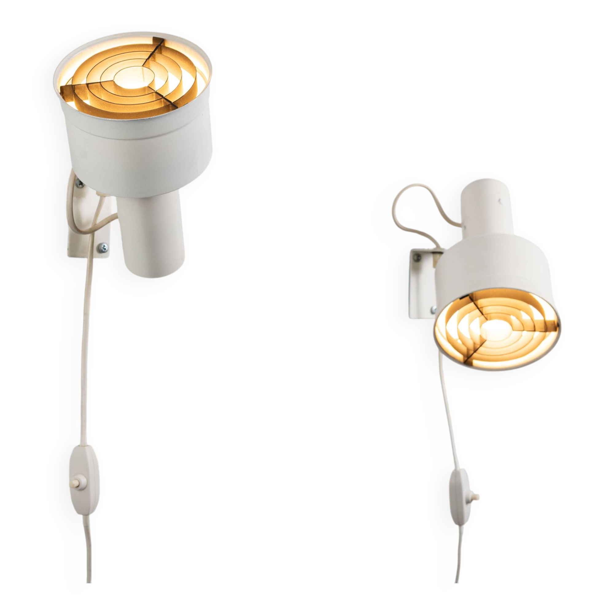 Pair of adjustable wall lamps designed by Per Sundstedt for Kosta Lampan