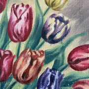 Vintage original flower oil painting, floral still life wall art