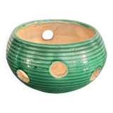 Vintage Burned Perfume Lantern Vallauris Art Deco Green Blue Wicker