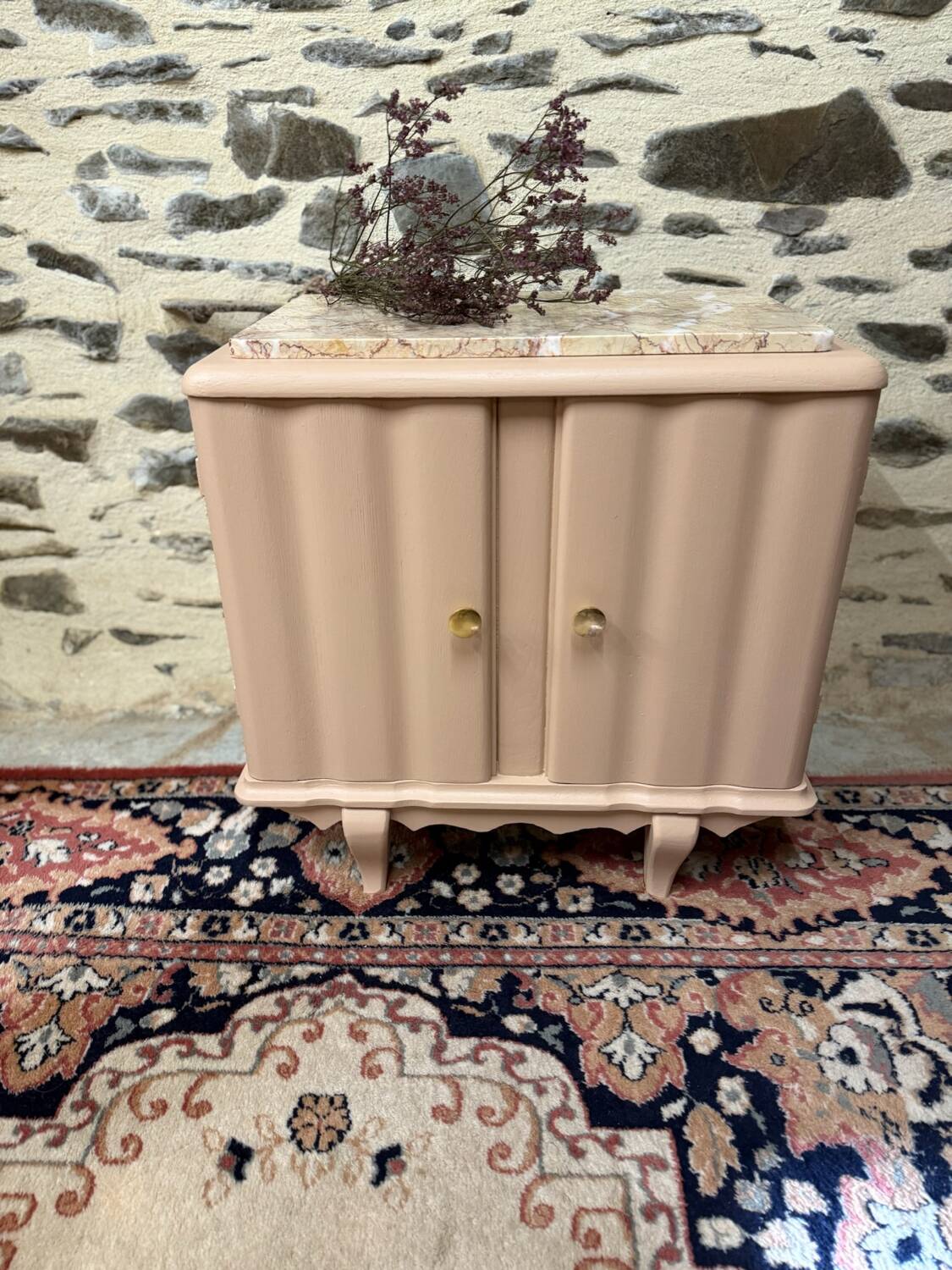 Beautiful pastel pink art deco bedside table