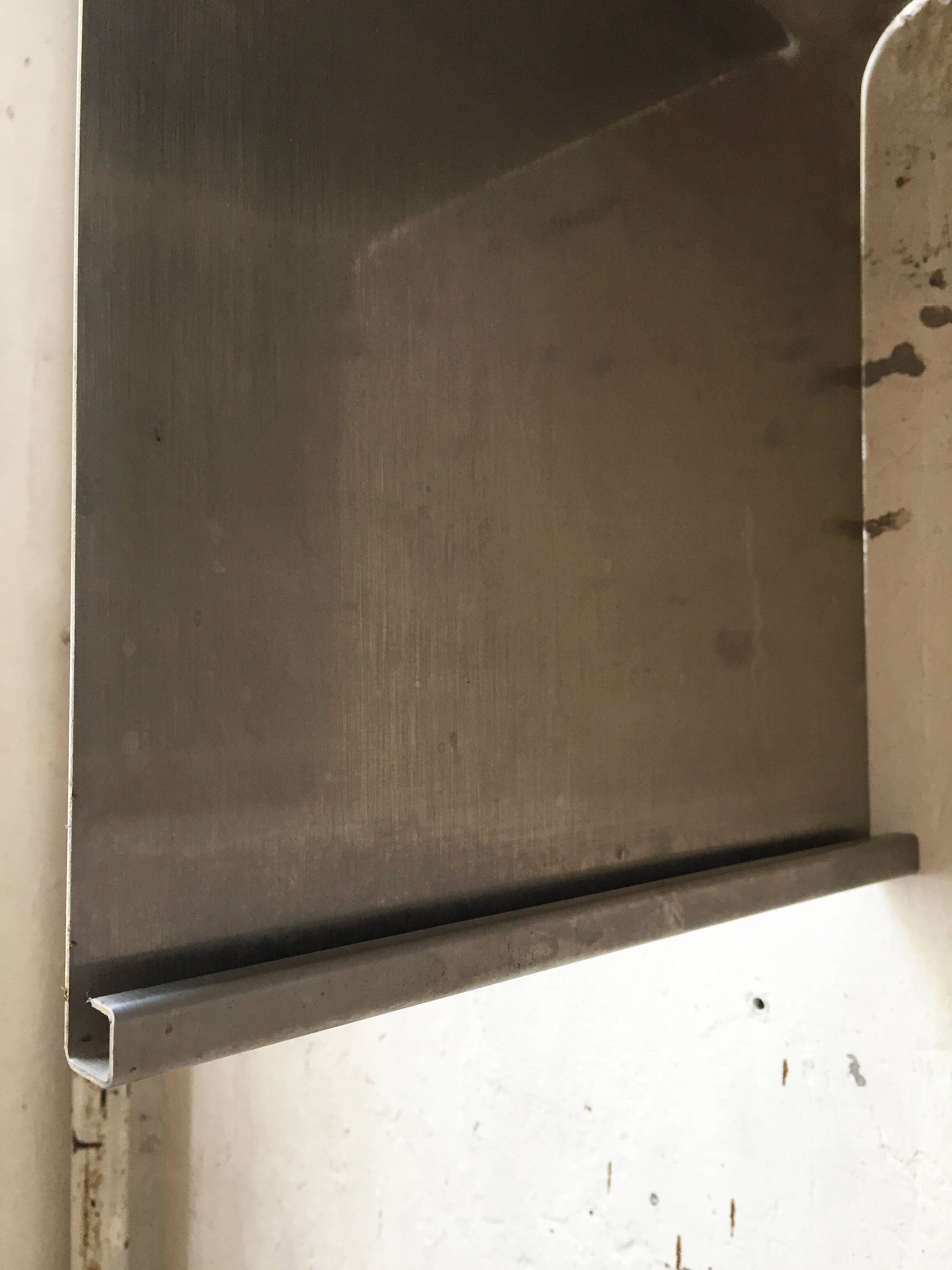 "Zig-zag" satin stainless steel shelf by Joelle Ferlande and François Monnet