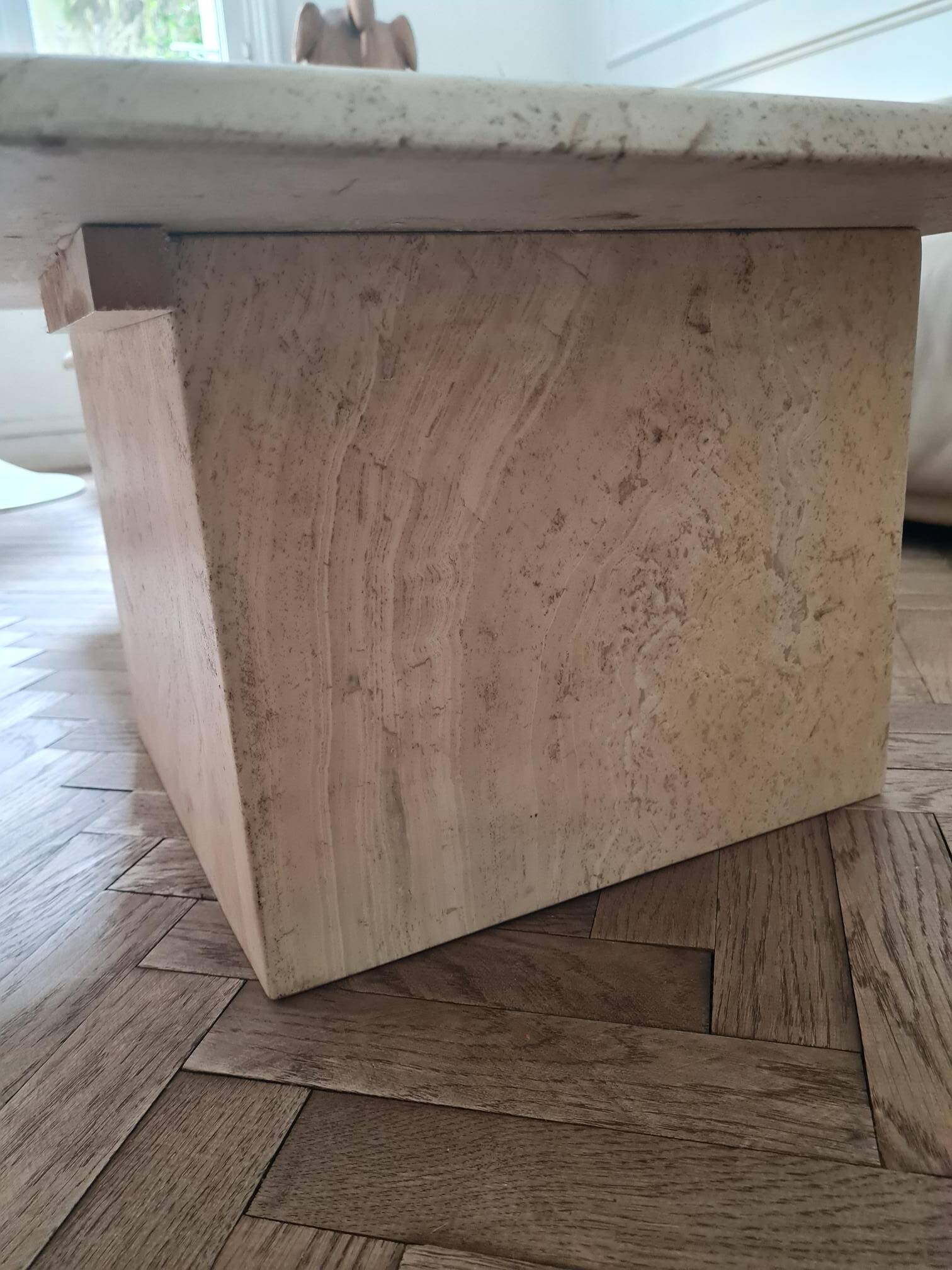 Pair of travertine nesting tables