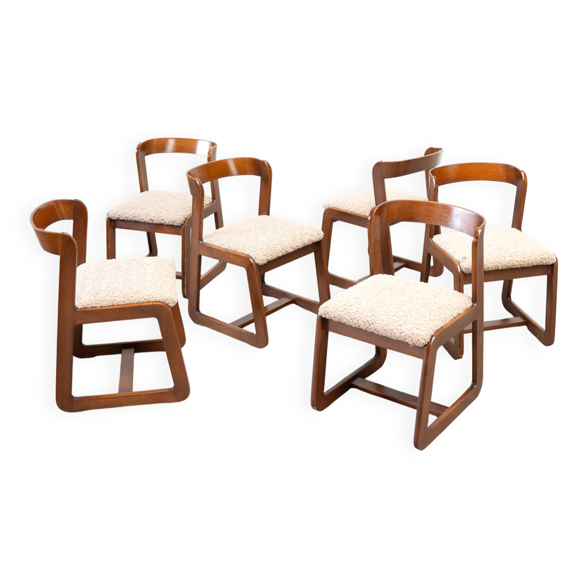 Ensemble de six chaises de salle à manger italiennes