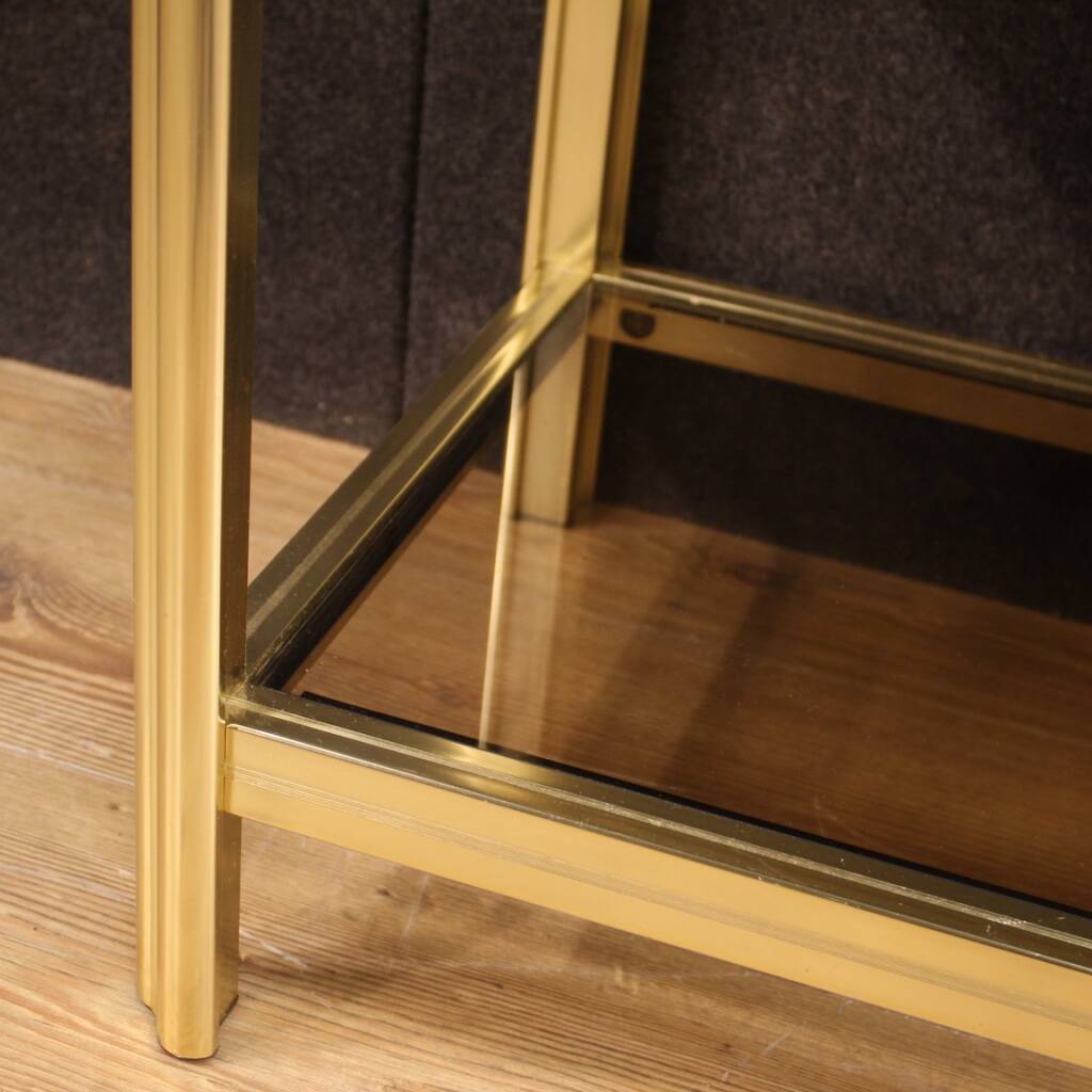 Table d'appoint étagère design en métal doré des années 80