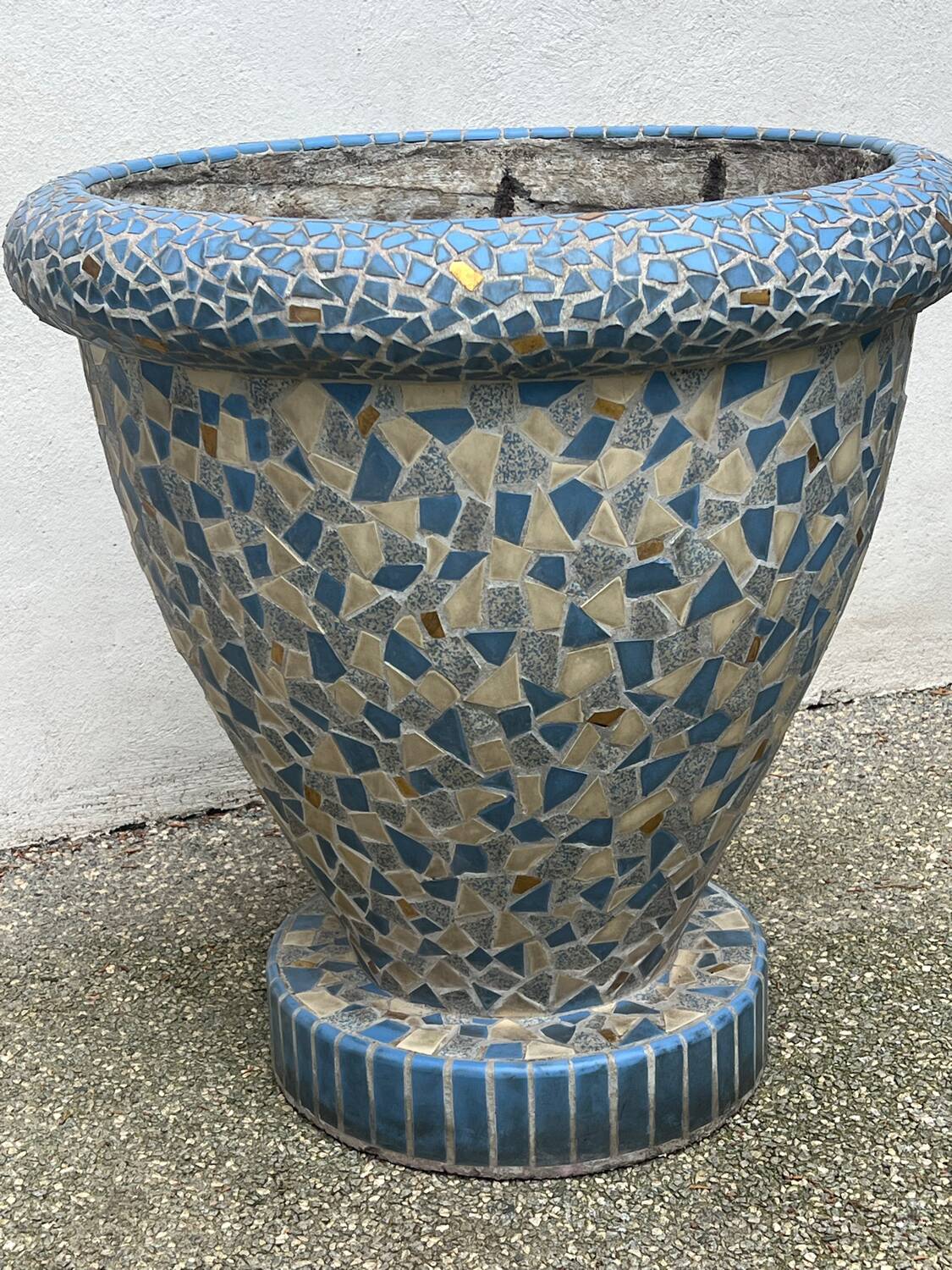 Large antique mosaic pot, 70cm high, from the 1960s