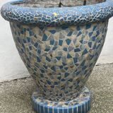 Large antique mosaic pot, 70cm high, from the 1960s