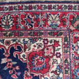 Tapis Kerman Antique – Laine Bleue Vive & Rouge – 117 x 218 cm