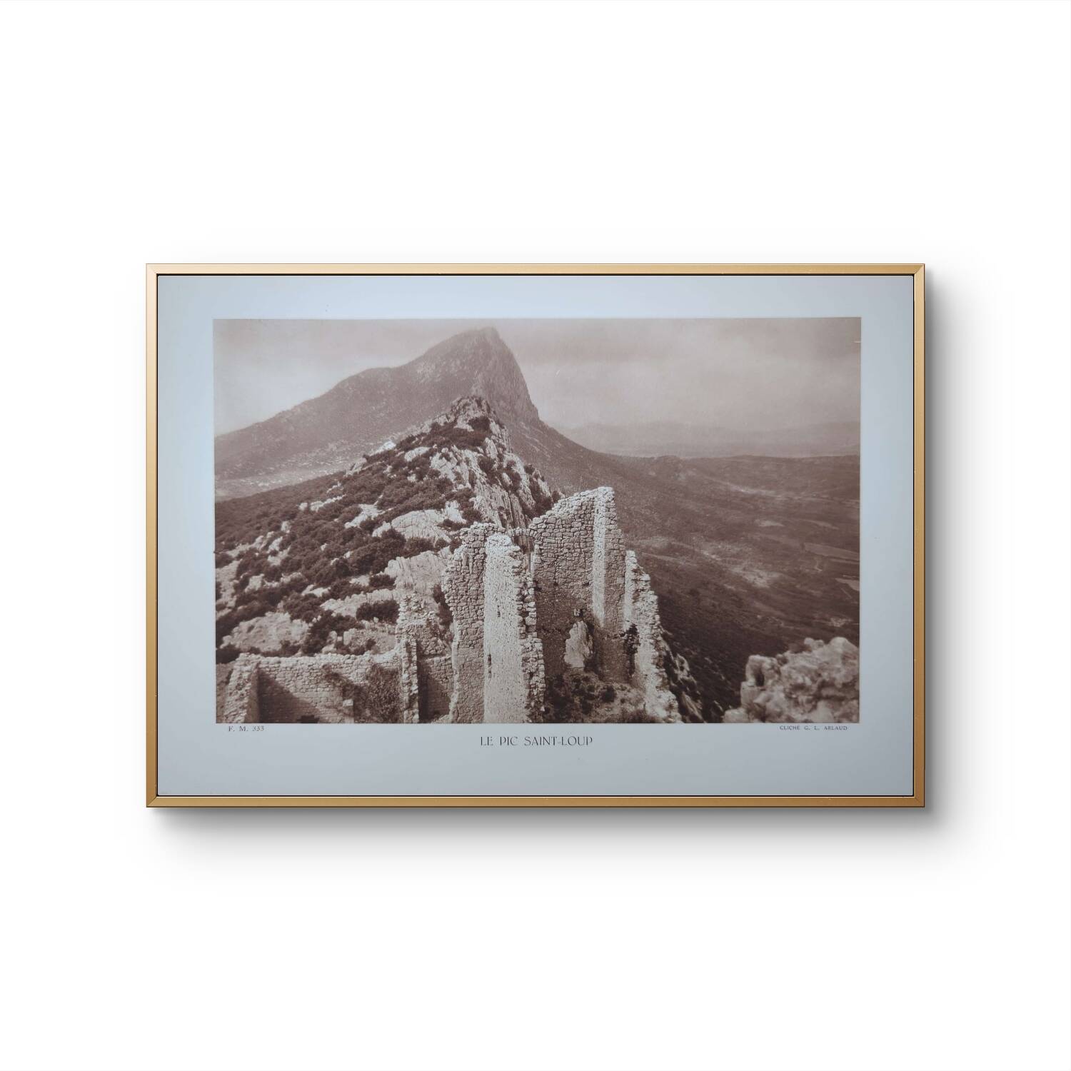 Pic Saint-Loup, vintage, photo plate printed in 1935.