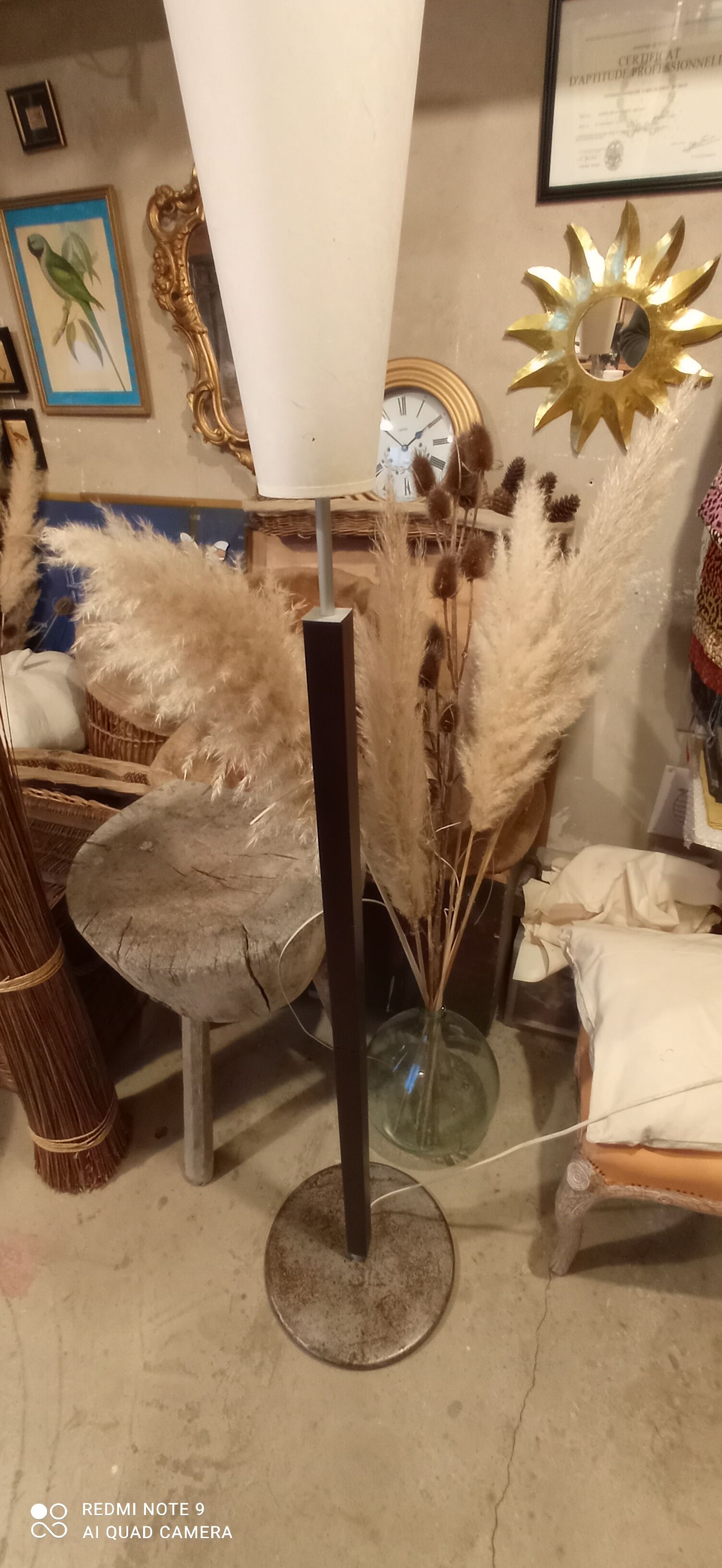 Wood and metal floor lamp